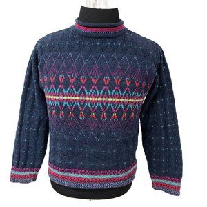 Vintage Marsh Landing Mens Medium Blue Aztec Southwestern Pullover Sweater